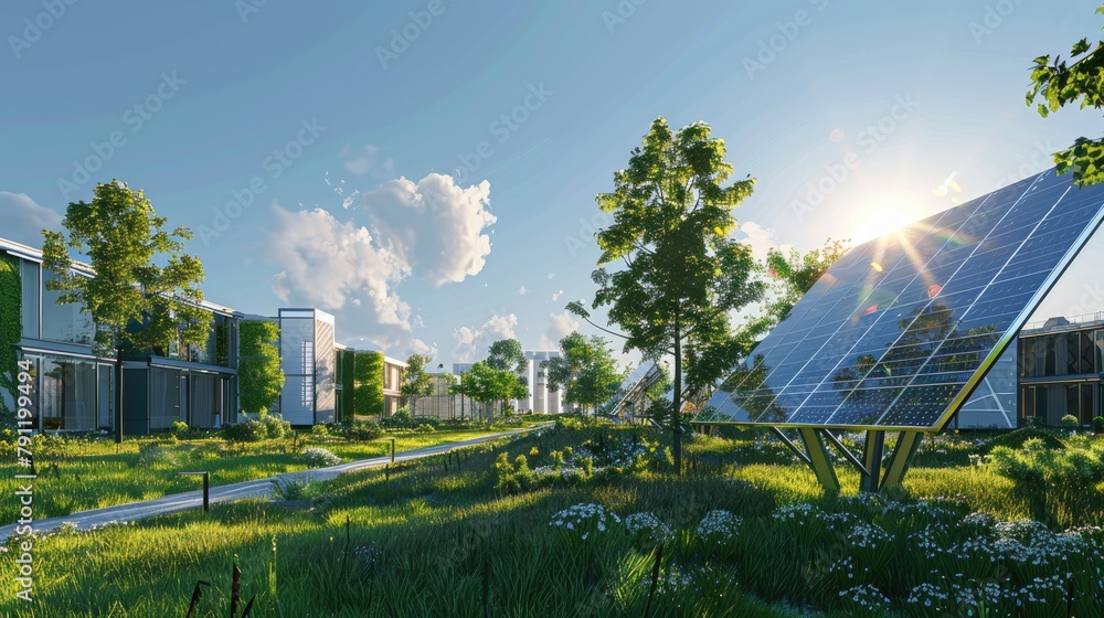 Solar energy utilization with AI generated efficiency on a clear day