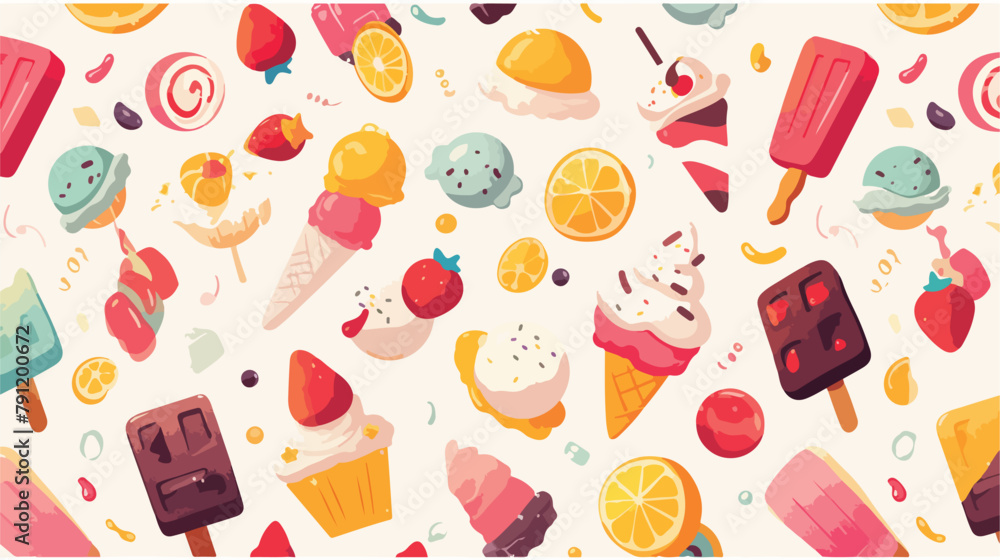 Colorful seamless pattern with delicious ice cream