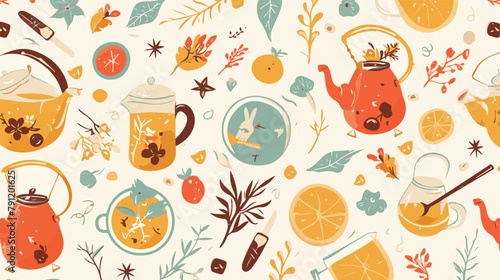 Colorful seamless pattern with hand drawn tools for