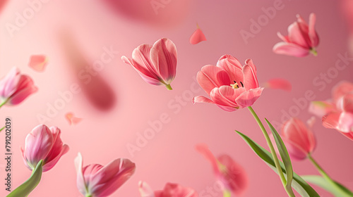 Floral Playfulness  Stylish Aesthetic Background Adorned with Flying Pink Magenta Roses 
