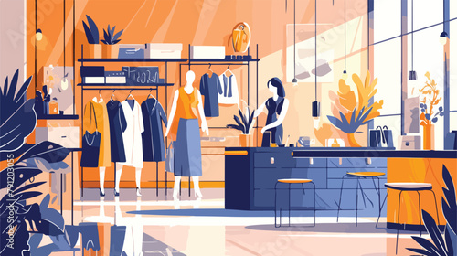 Colorful sketch of fashion showroom or shop trendy