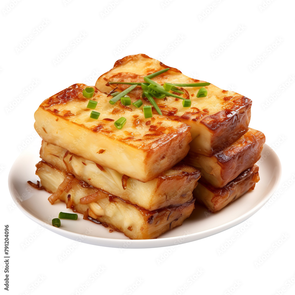 Tasty Lo Bak Go Turnip Cake Isolated On White Background Tasty Lo Bak Go Turnip Cake Isolated On White Background