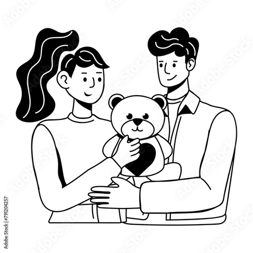 Beautifully designed glyph icon of couple romance 
