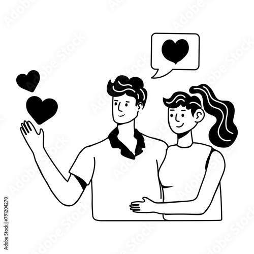 Grab this glyph icon showing couple talking 