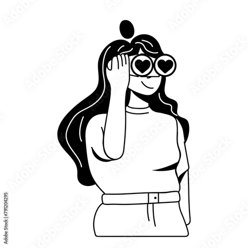 A glyph icon showing girl finding love 
