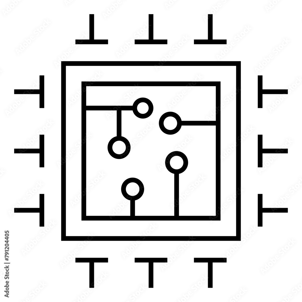 Computer chip circuit board line icon for apps and websites Computer chip circuit board line icon for apps and websites