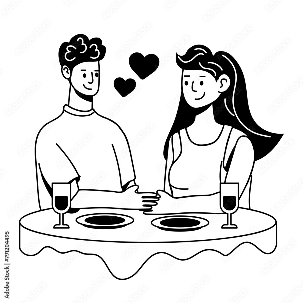 An appealing glyph icon of dinner date An appealing glyph icon of dinner date