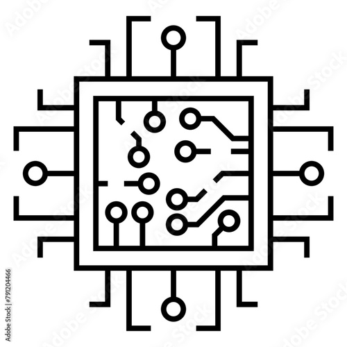 Computer chip circuit board line icon for apps and websites