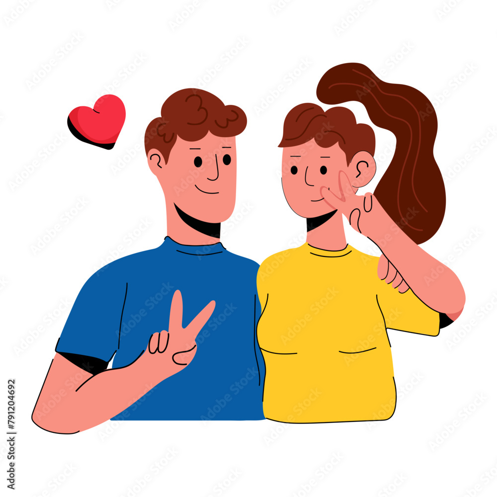 Check out flat icon of silly couple Check out flat icon of silly couple