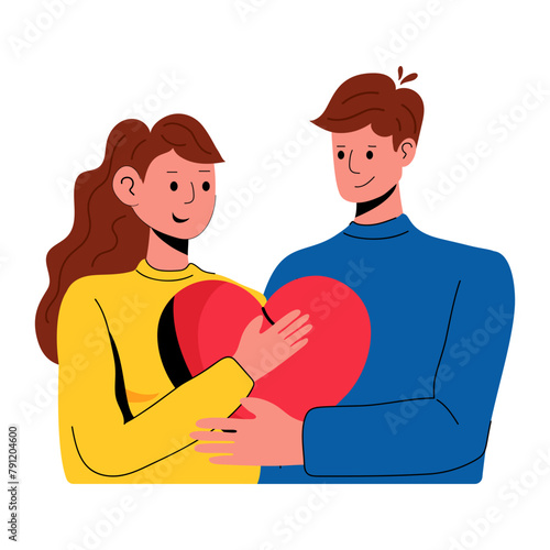 Here is a flat icon depicting romantic couple 