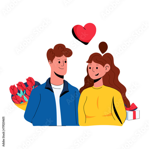 Easy to use flat icon of valentine couple 