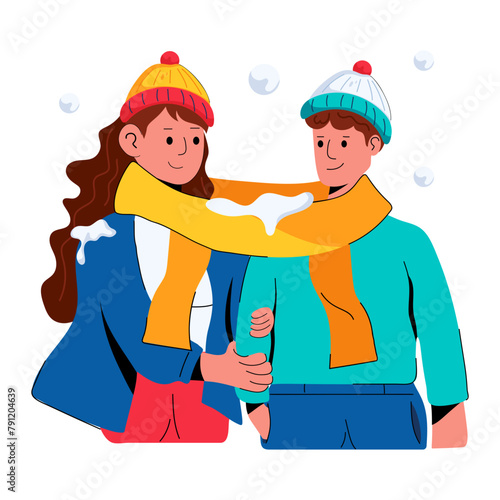 An appealing flat icon of winter romance 