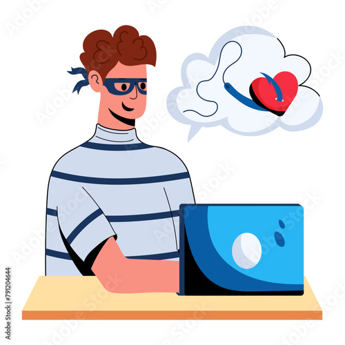 Get this flat icon of dating scam 