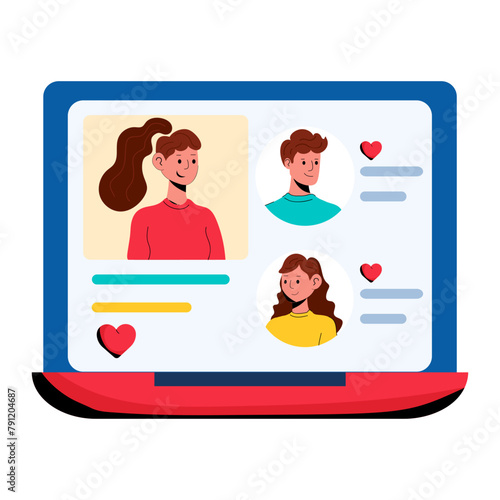 Get a flat icon of dating site 