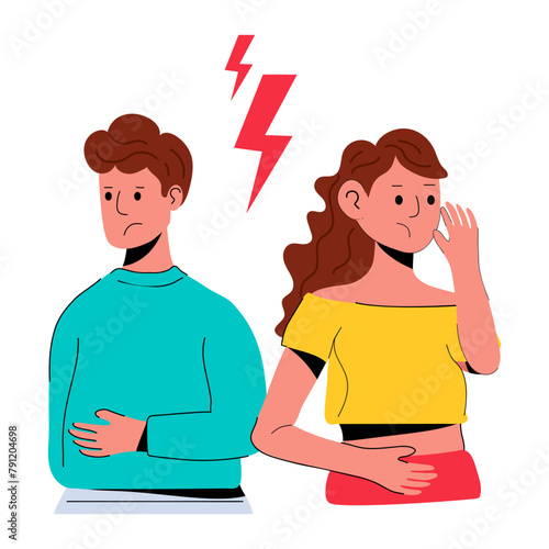 A customizable flat icon of angry couple 
