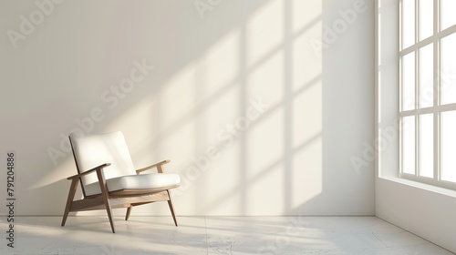 white room with a single chair 