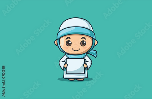 Cute Muslim women Mascot style logo design