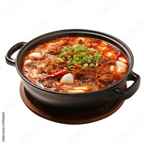 Tasty Ma La Xiang Guo Spicy Hot Pot Isolated On White Background