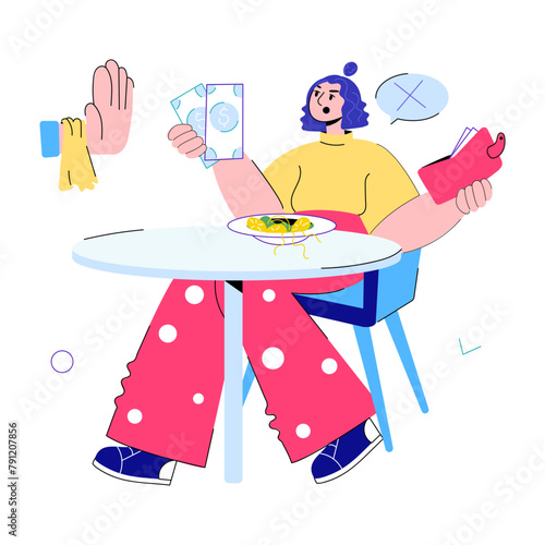 This doodle mini illustration showing no tipping culture 