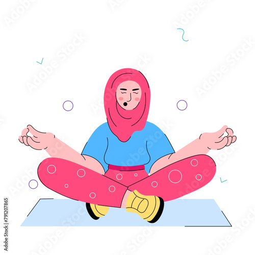Get this doodle mini illustration of muslim yoga 