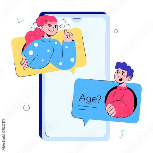 A mini doodle illustration of boy asking age 