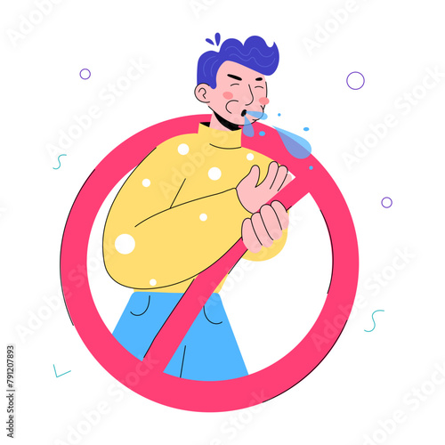 A hand drawn mini illustration of no spitting 