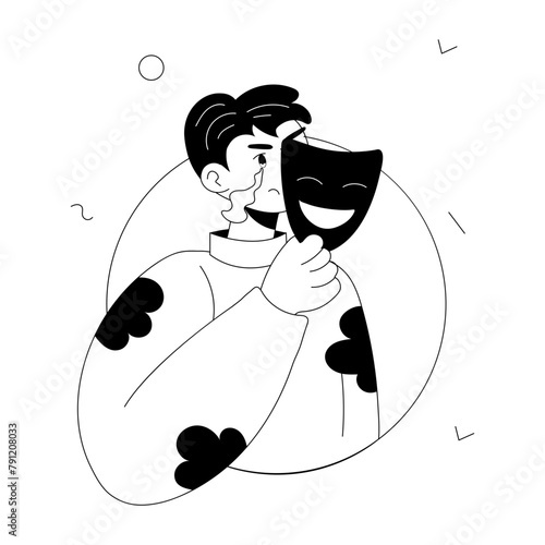 A doodle mini illustration of hiding emotions 