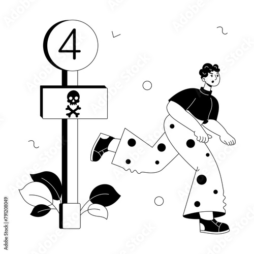 A handy doodle mini illustration of tetraphobia