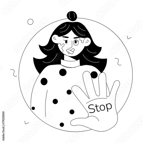 Stop violence hand drawn mini illustration 