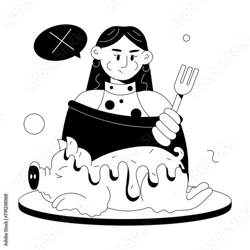 Here is a doodle mini illustration of eating pork taboo 