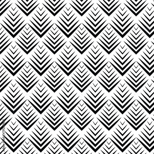 Abstract diamond shape background pattern. Geometric shapes seamless. Arrowhead black and white. Texture design for publication, textile, tile, cover, poster, flyer, banner, wall. Vector illustration. photo