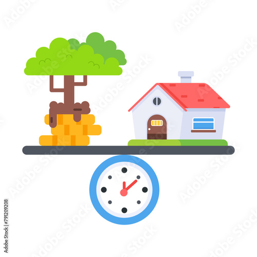 Get this flat style icon of budget balance 