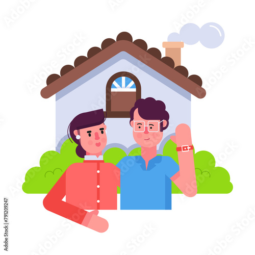 Download flat icon of a couple house 