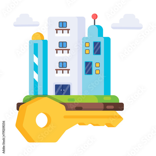 Get this flat icon of building ownership 