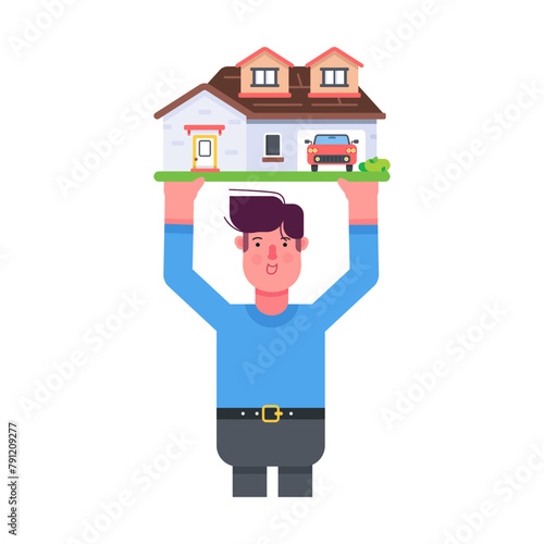 Trendy flat icon of a home buyer 