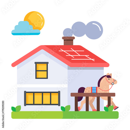 Grab this flat icon of a farmhouse 