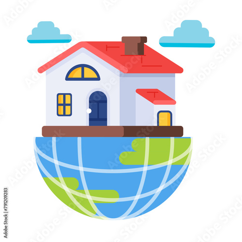 Editable flat icon of overseas property 