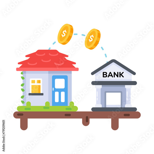 Customizable flat icon depicting refinance concept 