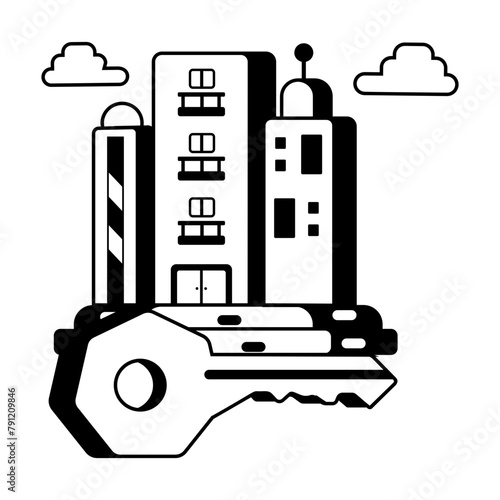 Get this glyph icon of building ownership 