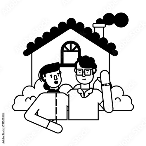 Download glyph icon of a couple house 