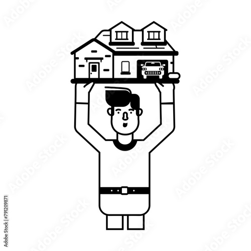 Trendy glyph icon of a home buyer 