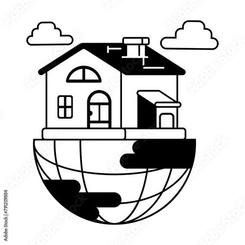 Editable glyph icon of overseas property 