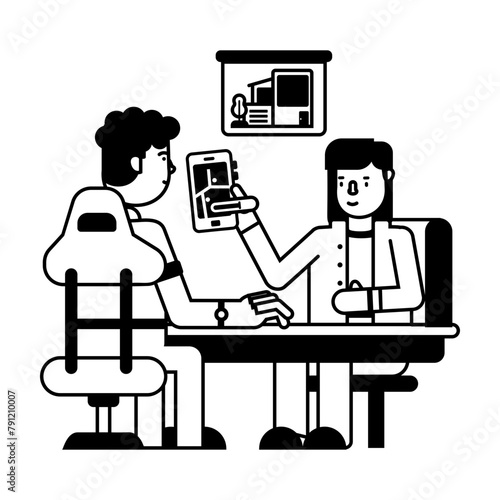 Here’s a glyph icon of broker meeting 