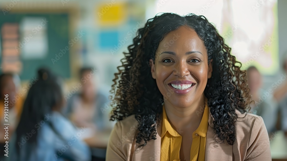 Happy female educator. Friendly school teacher Happy female educator. Friendly school teacher