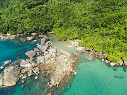 Natural pool at Caixa d'aço beach in Trindade, Paraty, on the green coast of Rio de Janeiro. Tourist destination in southeastern Brazil photo