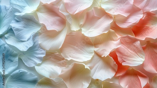 A vibrant abstract display of overlapping flower petals in pastel hues. © Beautiful