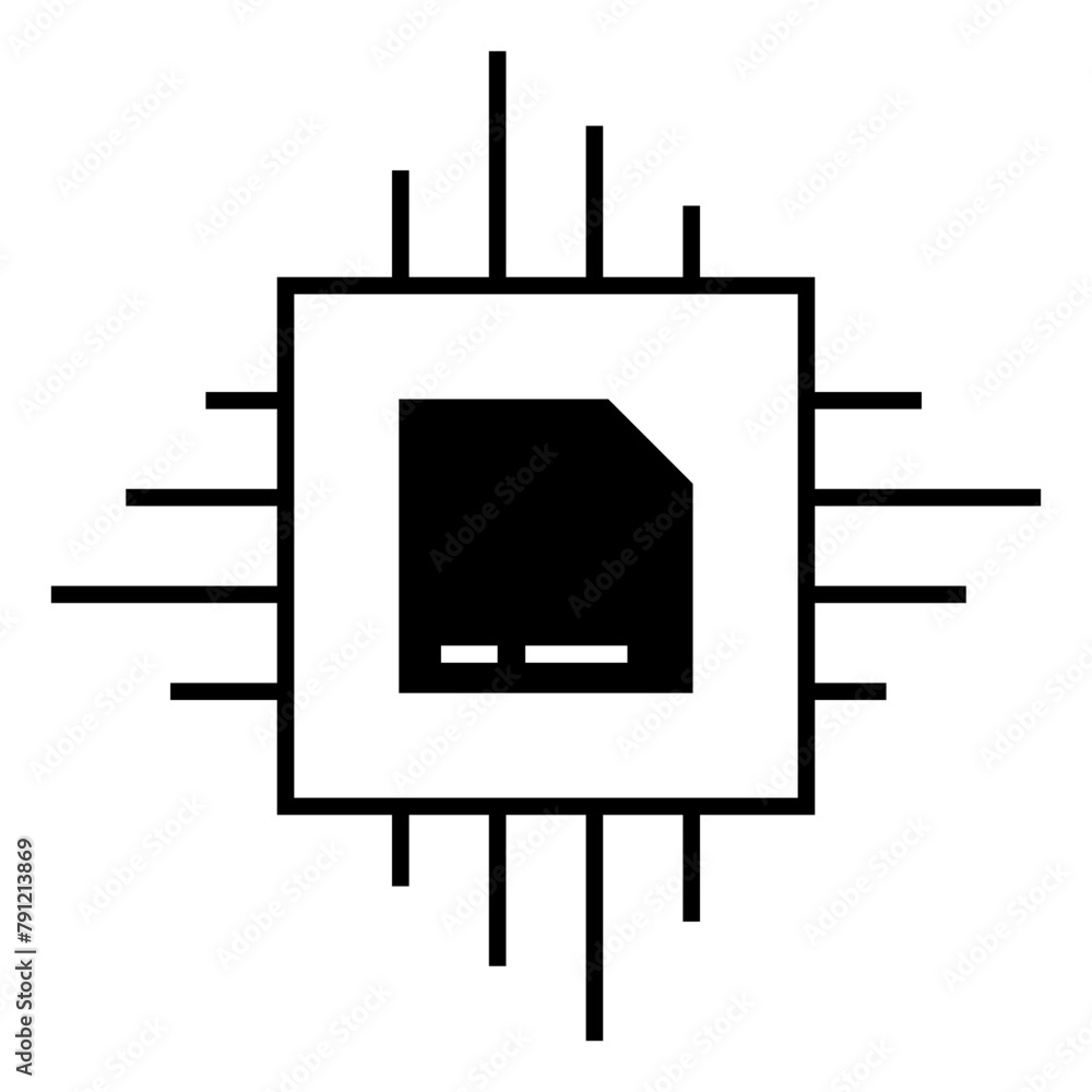 Computer chip circuit board flat icon for apps and websites Computer chip circuit board flat icon for apps and websites