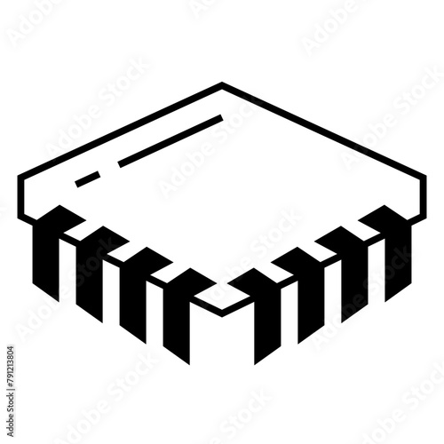 Computer chip circuit board flat icon for apps and websites
