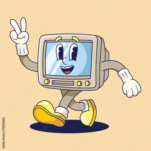 Computer Monitor Mascot Illustration