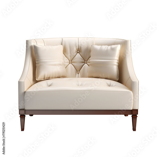 Beautiful Loveseat marooncolor Sofa Isolated On White Background photo